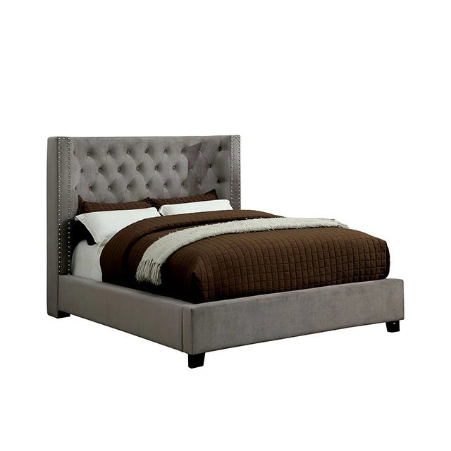 Cayla Cal.King, E.King, & Queen Bed Silver & Grey