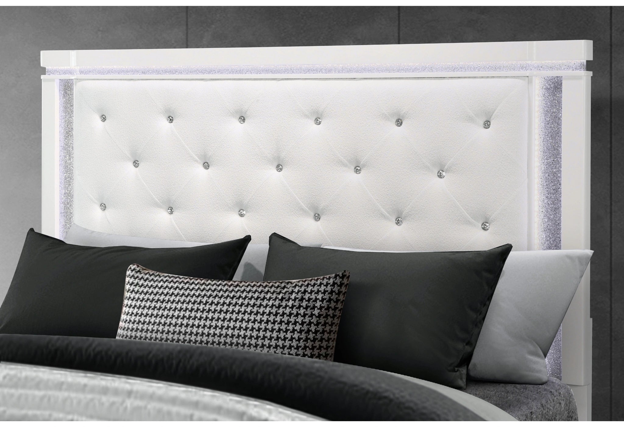 Alina White Bed Group with LED