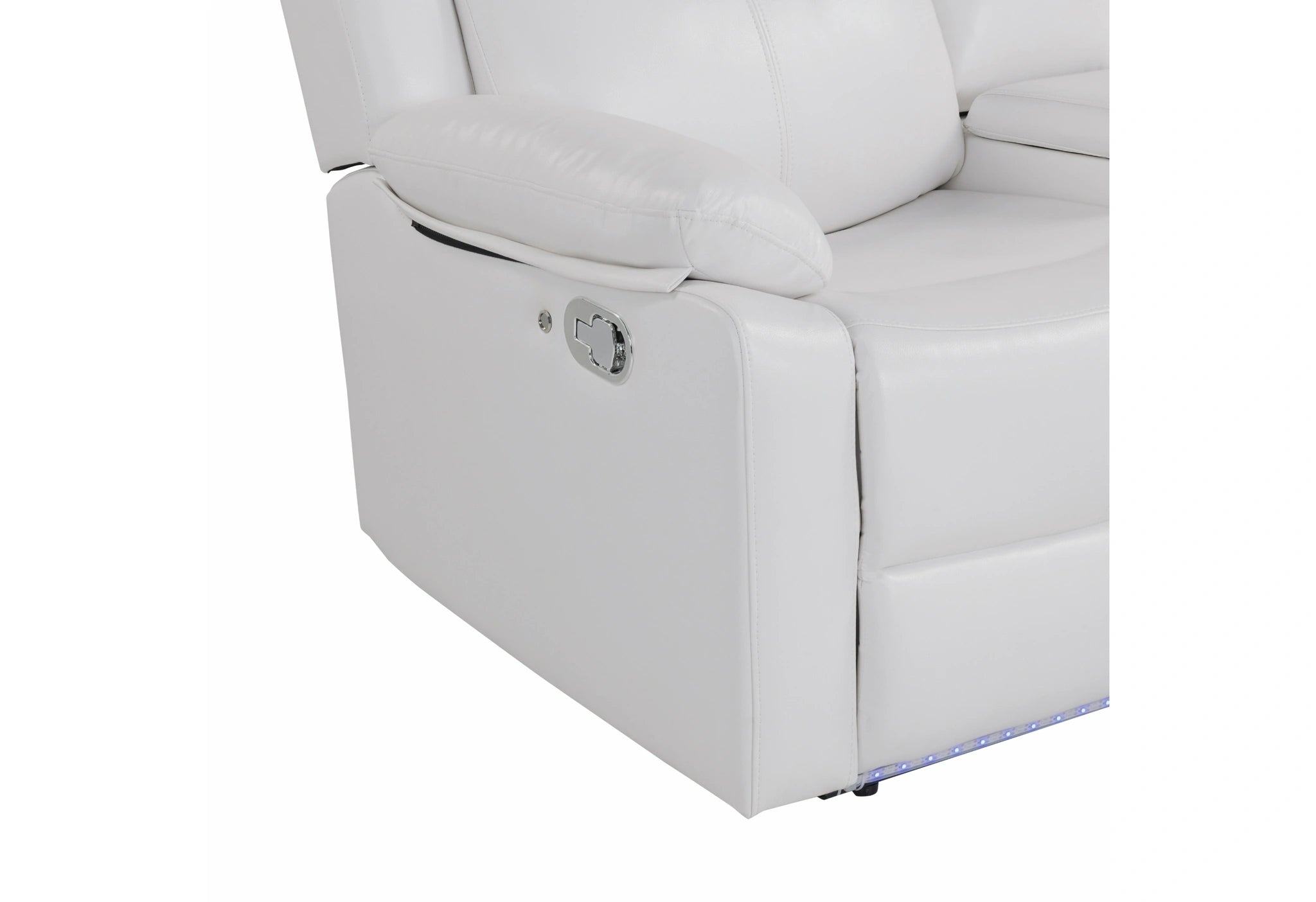 U6026 Blanche White Rec Sofa/Console Rec Loveseat with LED and Speaker