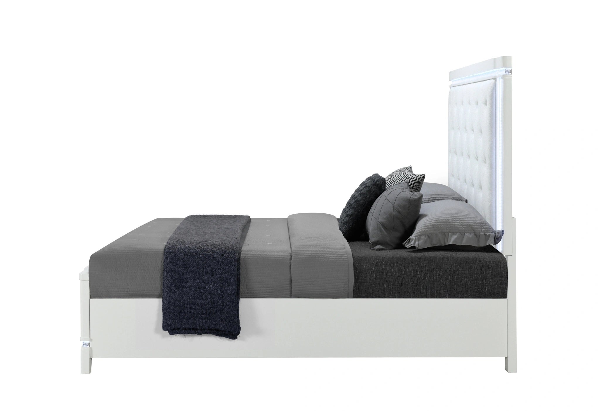 Alina White Bed with LED