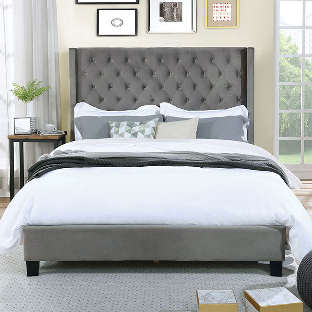 Ryleigh Cal.King, Queen, E.King Bed Grey, Black, & Navy