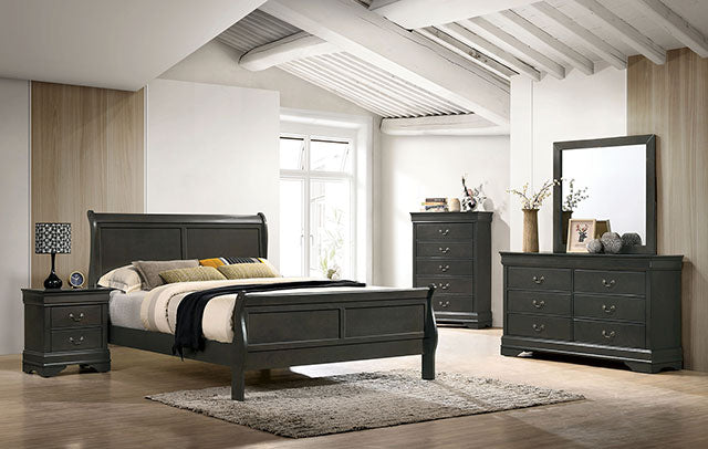 Louis Philippe King Bed Gray