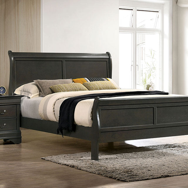 Louis Philippe King Bed Gray