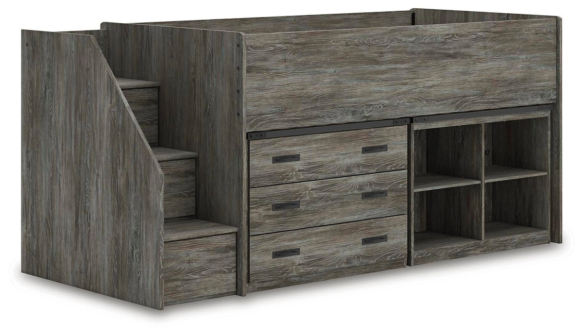 Frandern Loft Bed with Bookcase and Drawer Storage