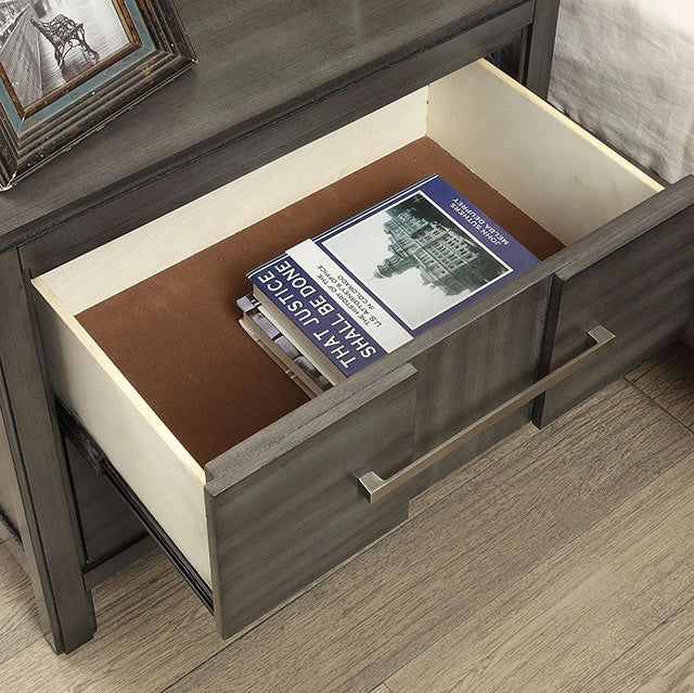 Berenice Espresso Night Stand White, Gray, & Espresso