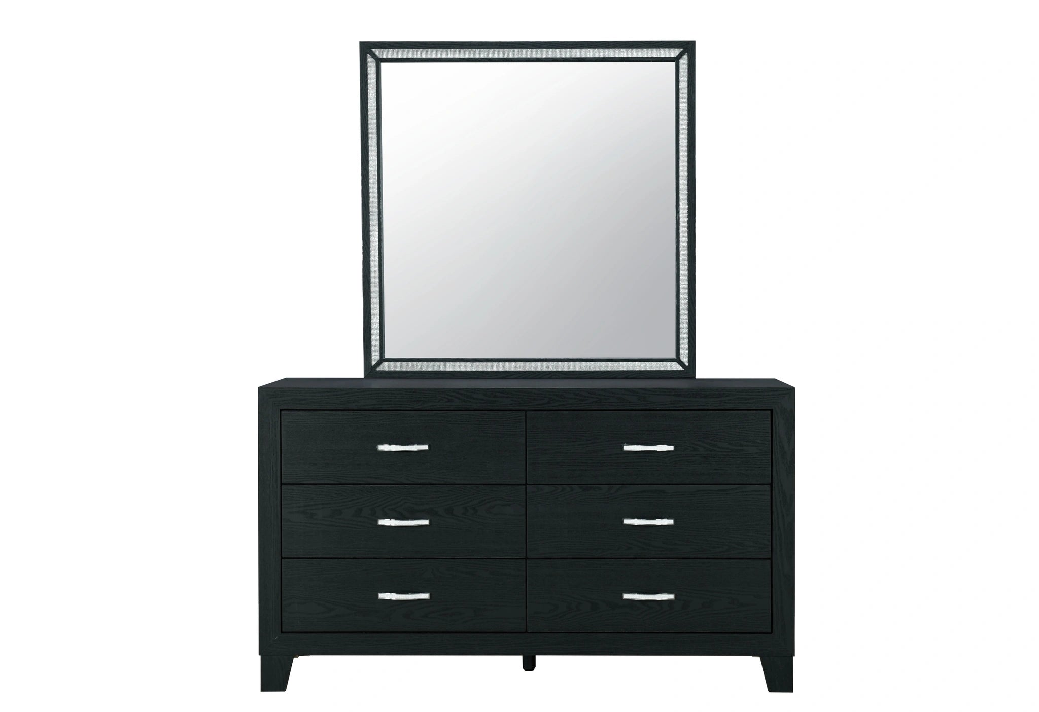 Reid Black Bed Dresser Mirror Nightstand