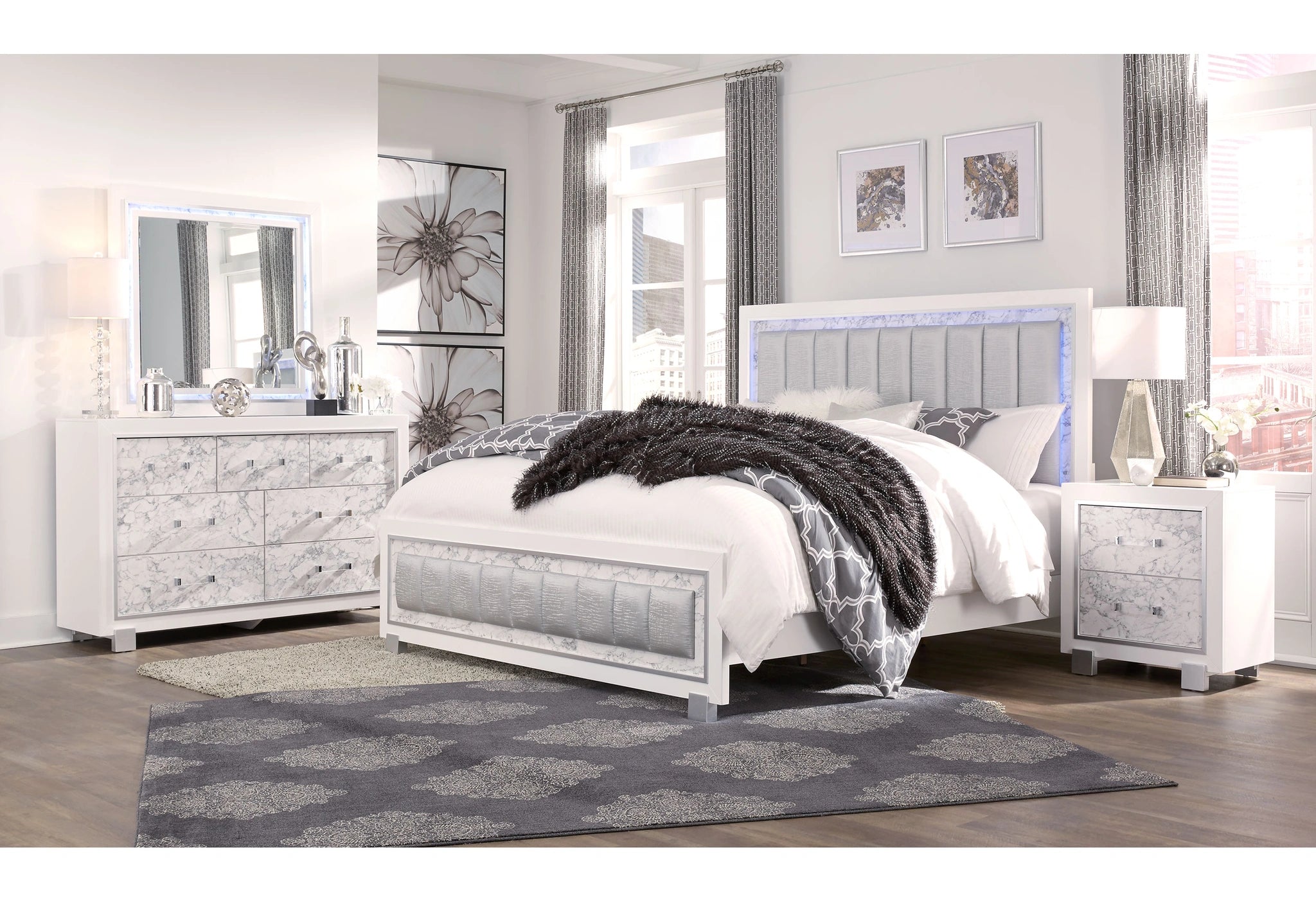 Santorini White Bed