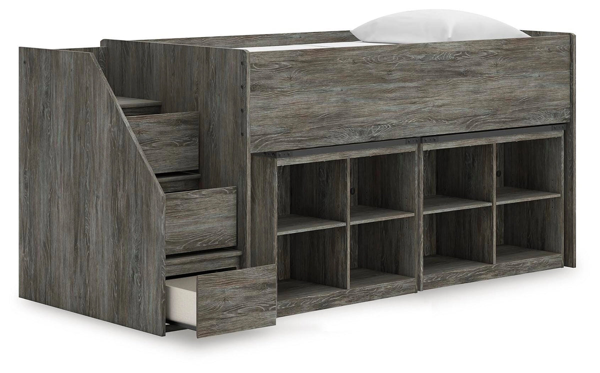 Frandern Loft Bed with Bookcase Storage